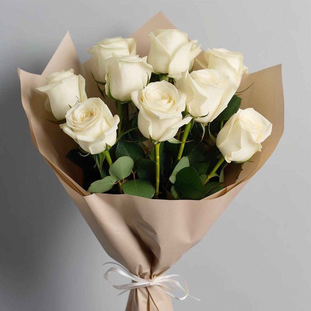 9 Белых роз Эдлесс Лав в Коломне Букет 9 Белых роз Эдлесс Лав в Коломне