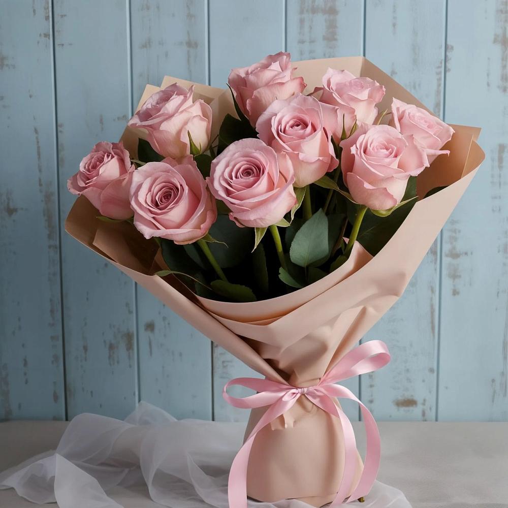 9 розовых роз в Коломне Букет цветов из: Розы в Коломне