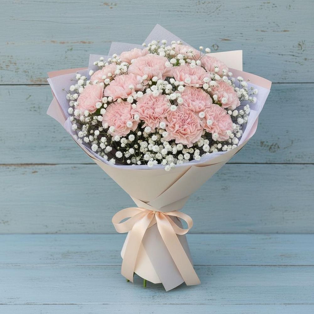 Букет Нежность рассвета в Коломне Букет цветов из: Гвоздики в Коломне