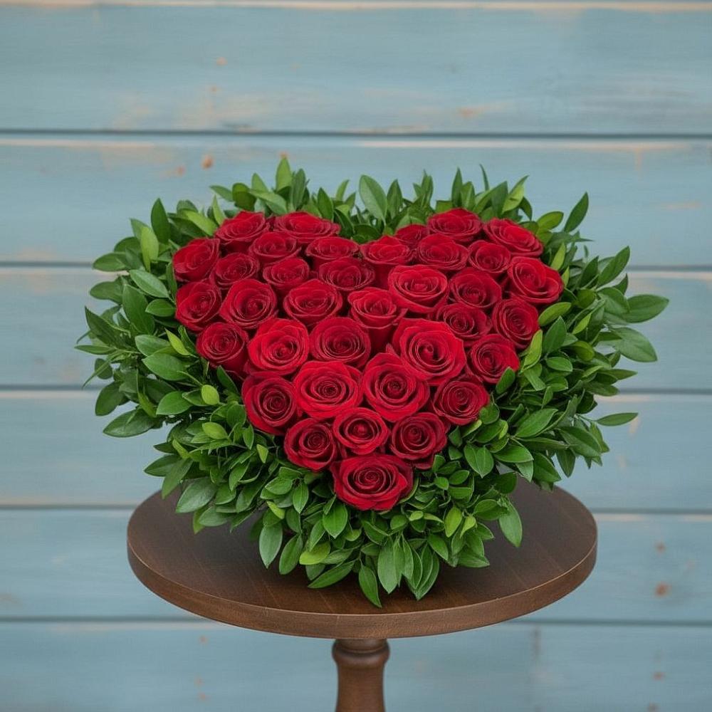 Цветочная композиция из Розы в виде сердца в Коломне