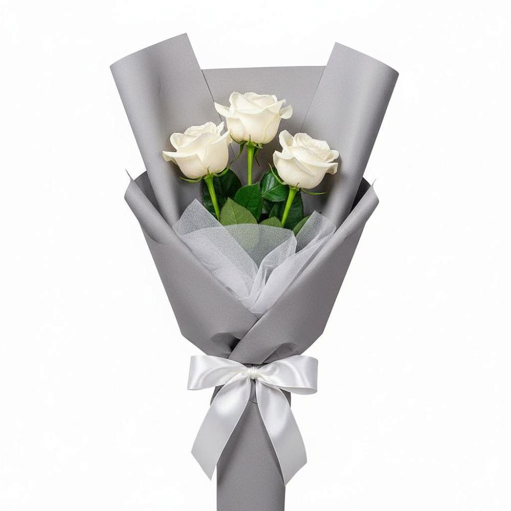 Букет 3 белые розы в Коломне