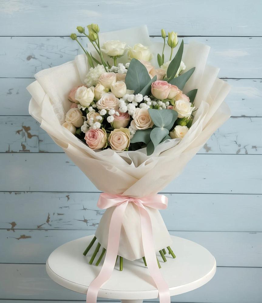 Букет Сказочное воображение в Коломне Букет цветов из: Розы и Лизиантусы в Коломне