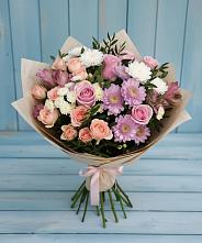 Букет цветов из:  Хризантемы, Розы и Альстромерии в Коломне